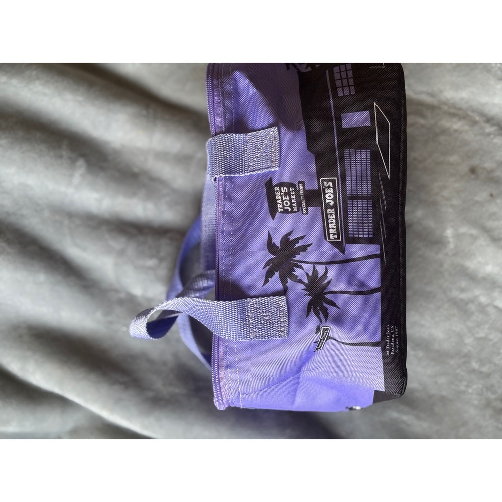 Trader Joes Mini Insulated Tote Bag Purple Pasadena 1967 Graphic Cooler Bag